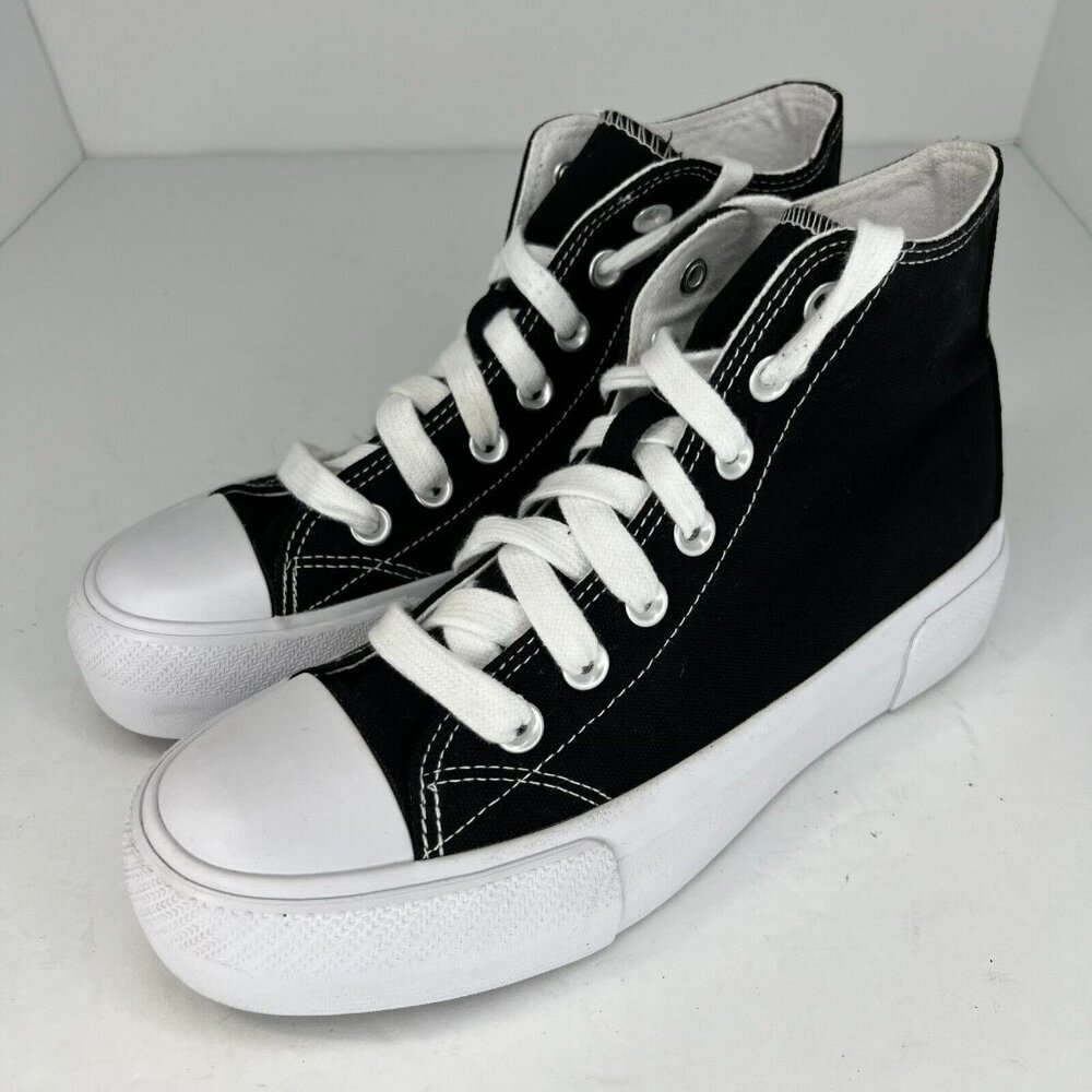 No Boundaries Mens Black High Top Canvas Lace Up Memory Foam Size 7 Sneakers